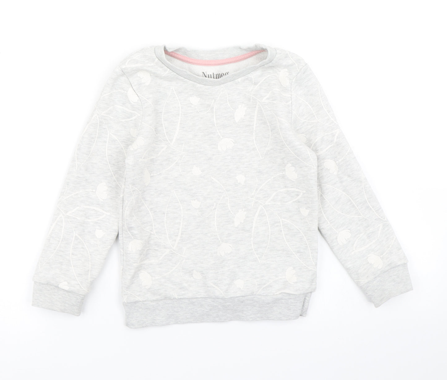 Nutmeg Girls Grey Floral  Pullover Sweatshirt Size 4-5 Years