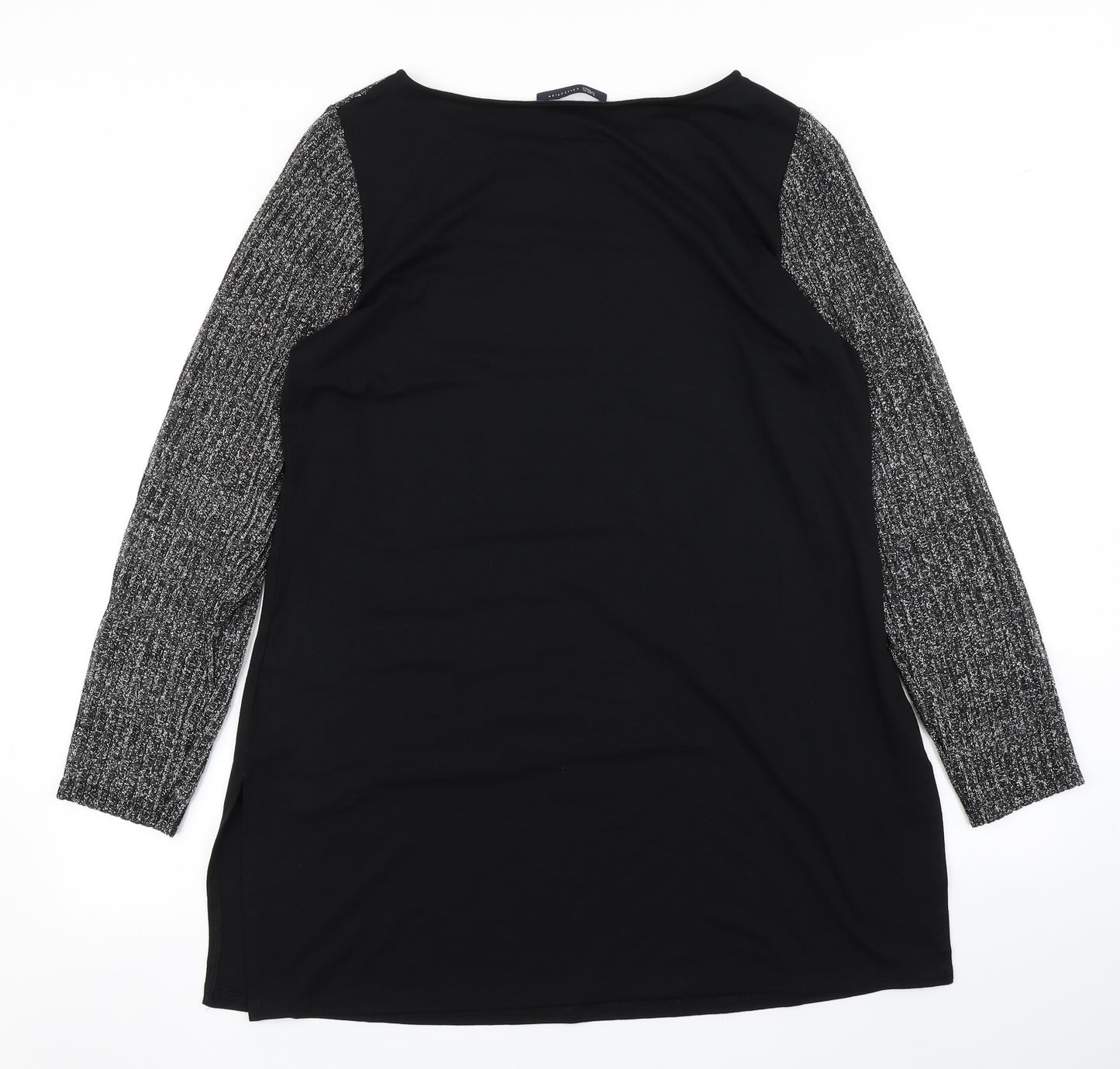 M&S Womens Black Colourblock  Basic T-Shirt Size 18