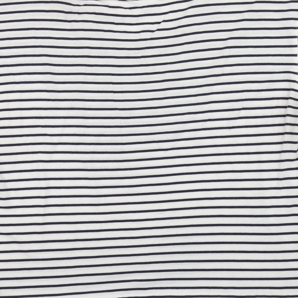 TU Womens White Striped  Basic T-Shirt Size 16