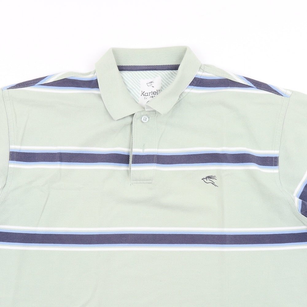 Kartel Mens Green Striped   Polo Size L