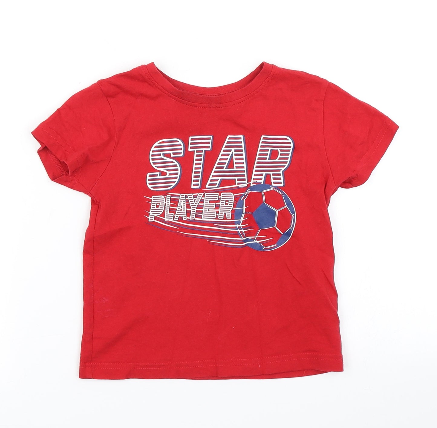 Primark Boys Red   Basic T-Shirt Size 2-3 Years