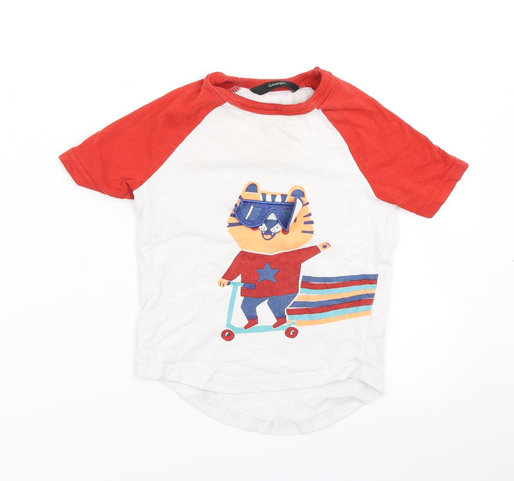 George Boys White Colourblock  Basic T-Shirt Size 18-24 Months