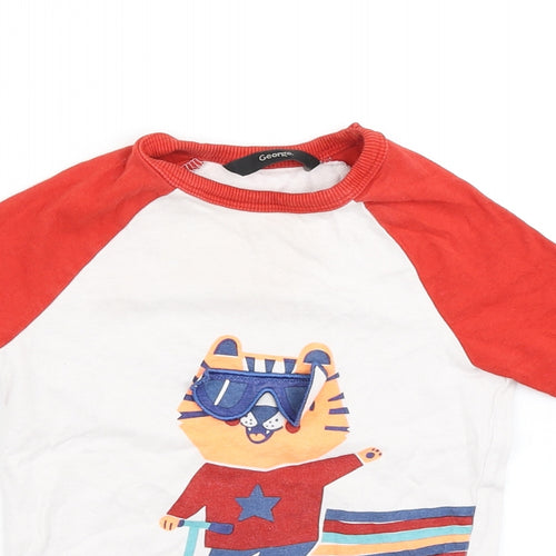George Boys White Colourblock  Basic T-Shirt Size 18-24 Months