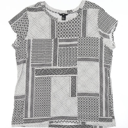 H&M Womens Black Floral  Basic T-Shirt Size XL