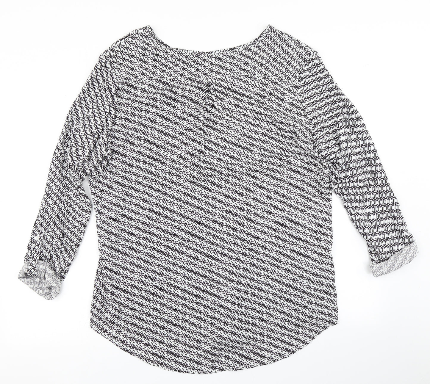 Atmosphere Womens White Geometric  Basic Blouse Size 16