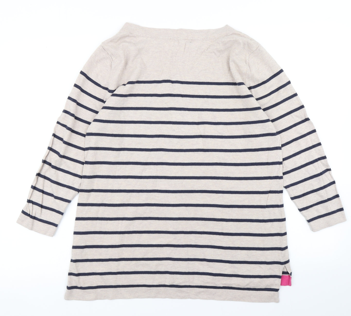 Woolovers Womens Beige Striped Knit Pullover Jumper Size M