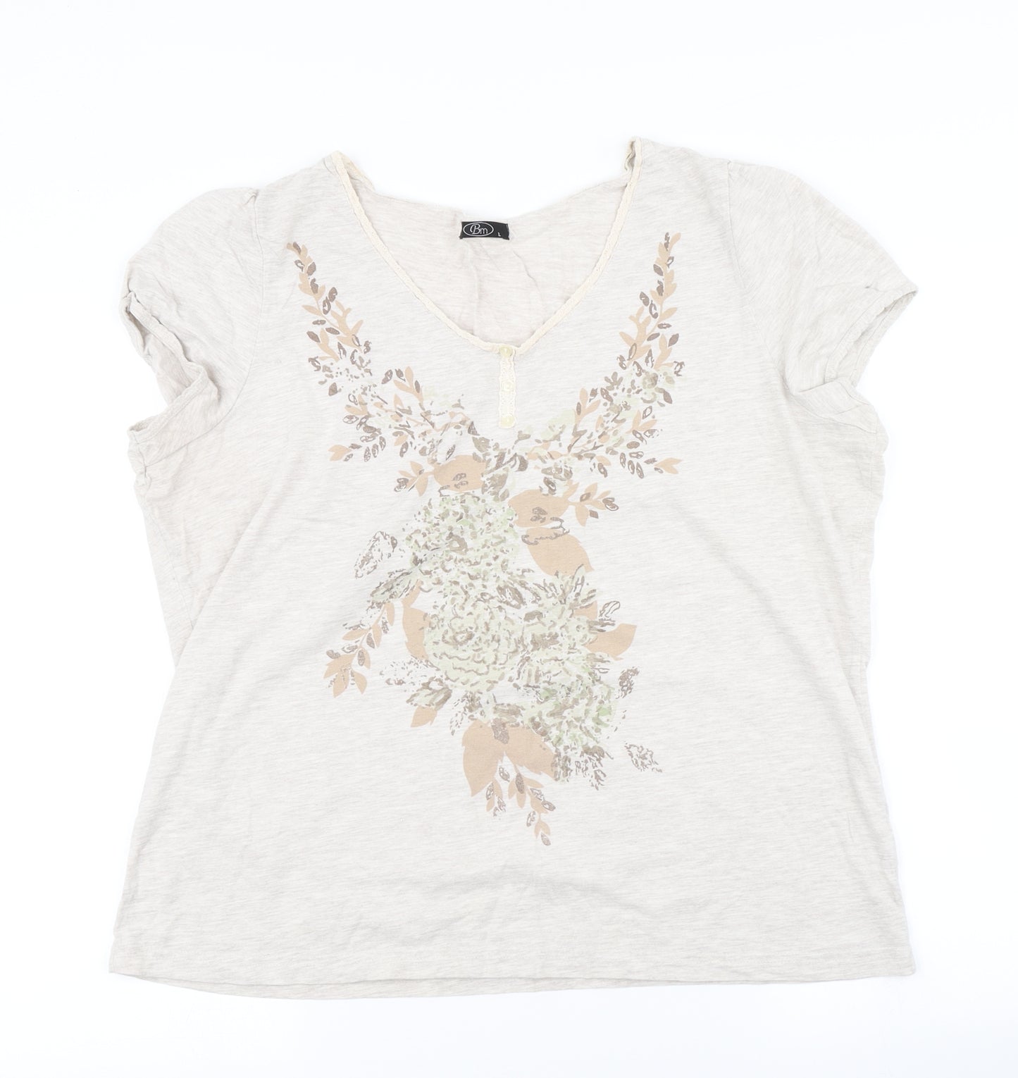 BM Womens Beige   Basic T-Shirt Size L