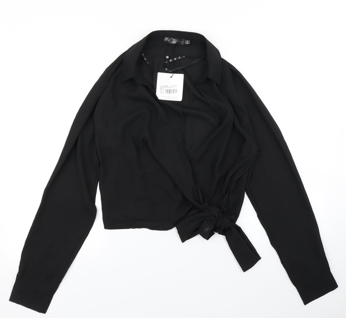 Missguided Womens Black   Wrap Blouse Size 12