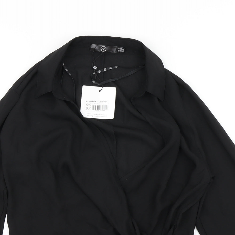 Missguided Womens Black   Wrap Blouse Size 12