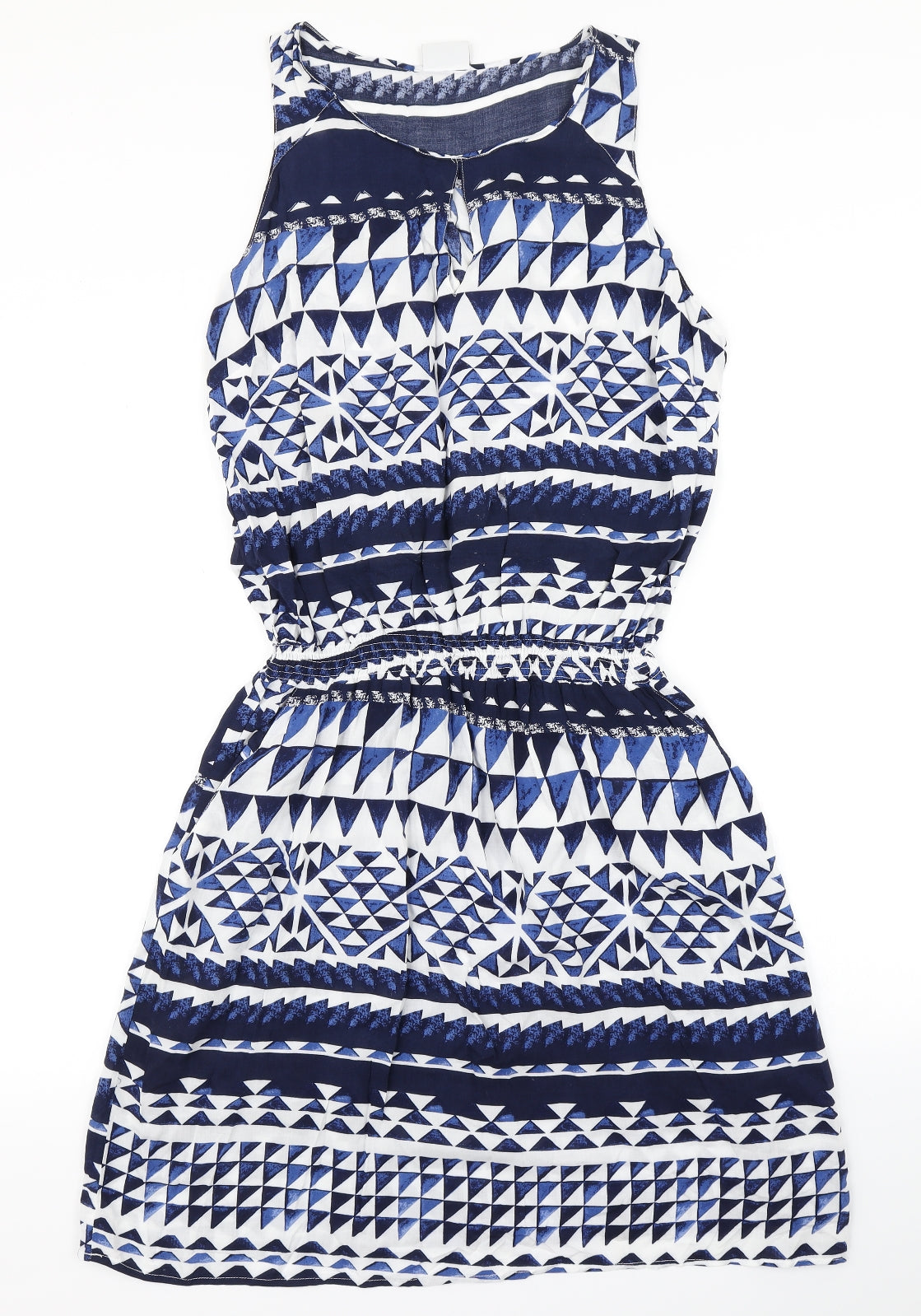 NEXT Womens Blue Geometric  Skater Dress  Size 16