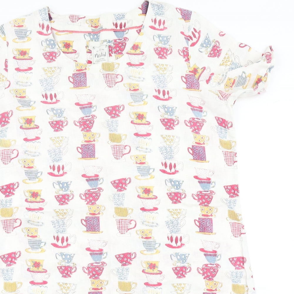 Mistral Womens White   A-Line  Size 16  - Teacup print