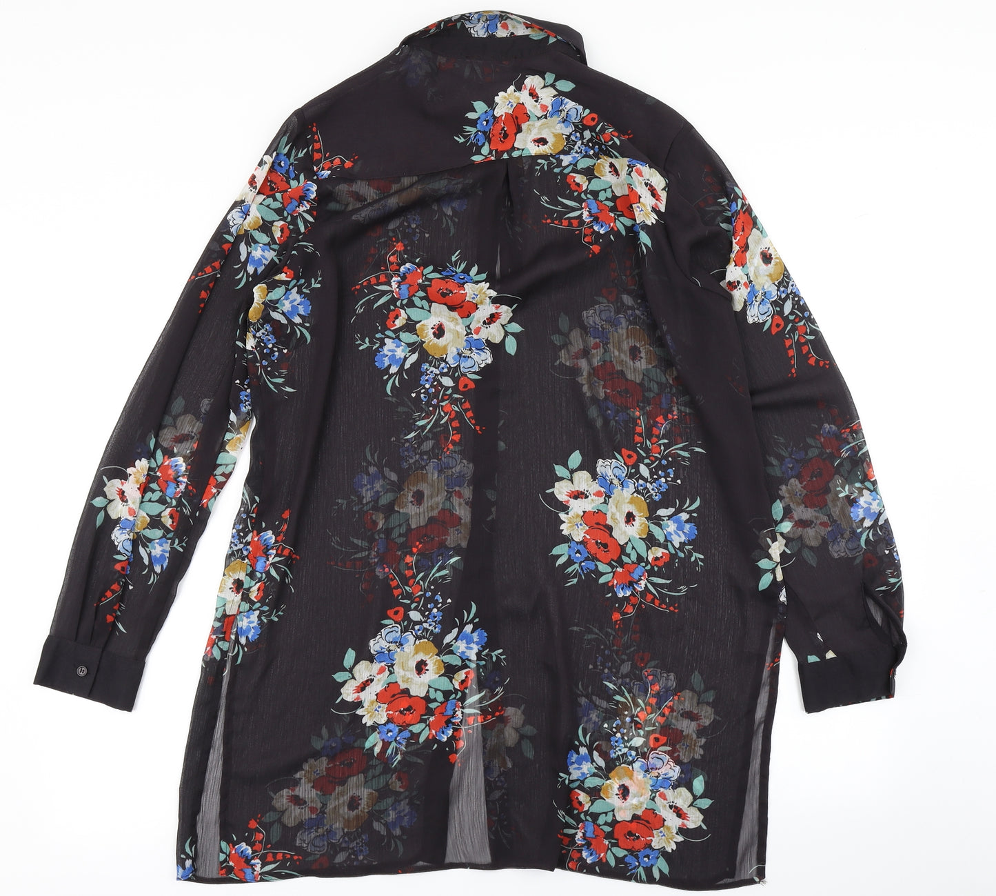 Papaya Womens Black Floral  Basic Blouse Size 16