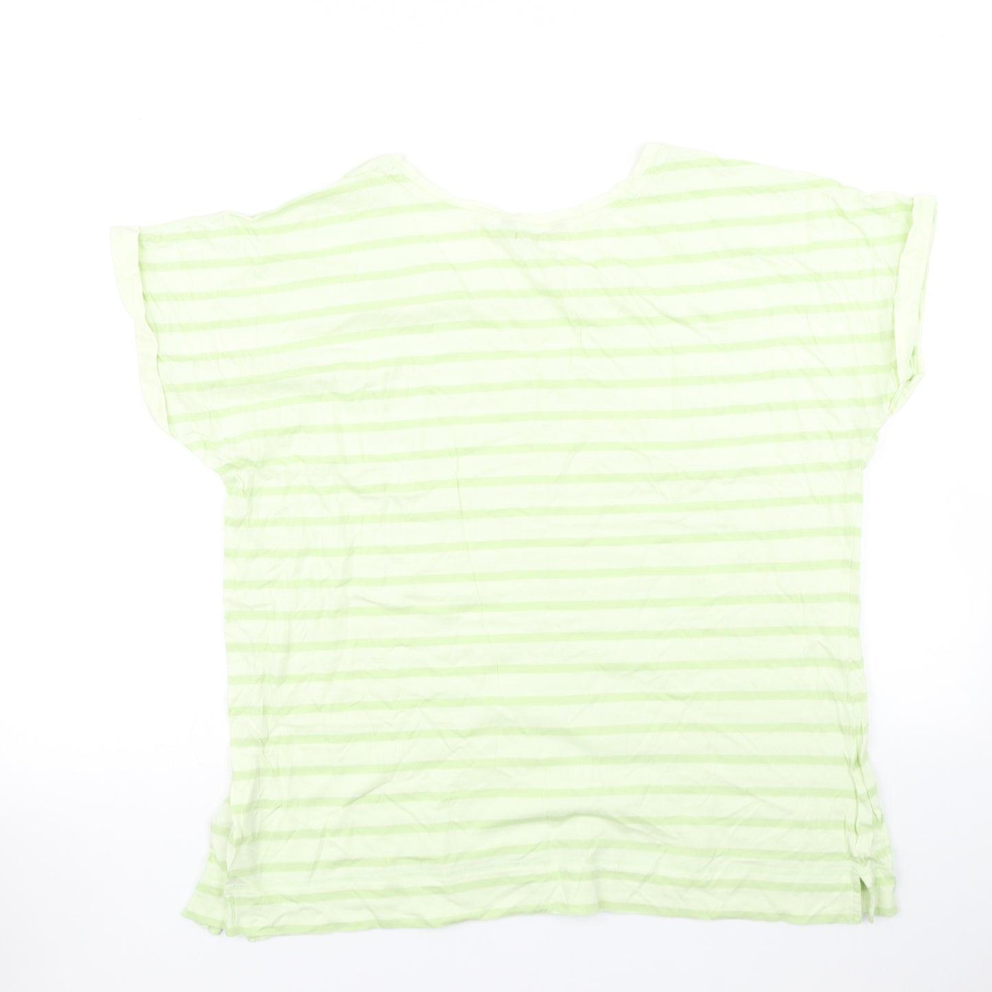 M&S Womens Green Striped  Basic T-Shirt Size 18