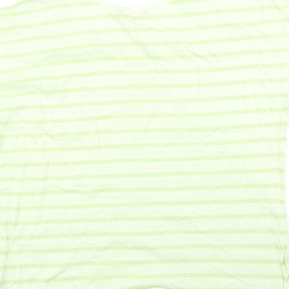 M&S Womens Green Striped  Basic T-Shirt Size 18