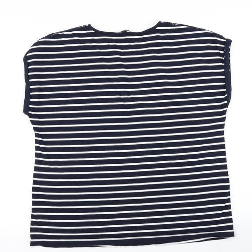 Love Tees Womens Blue Striped  Basic T-Shirt Size 18