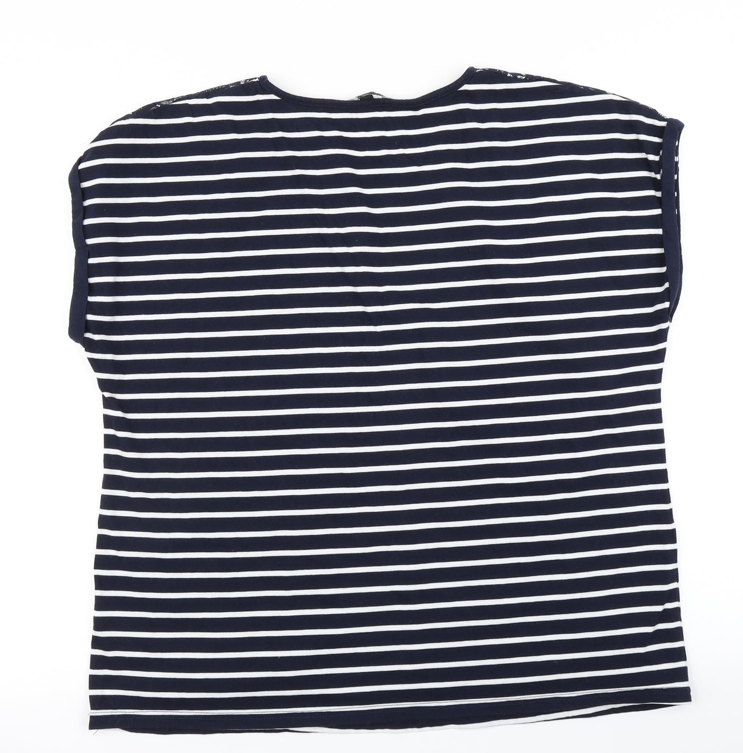 Love Tees Womens Blue Striped  Basic T-Shirt Size 18