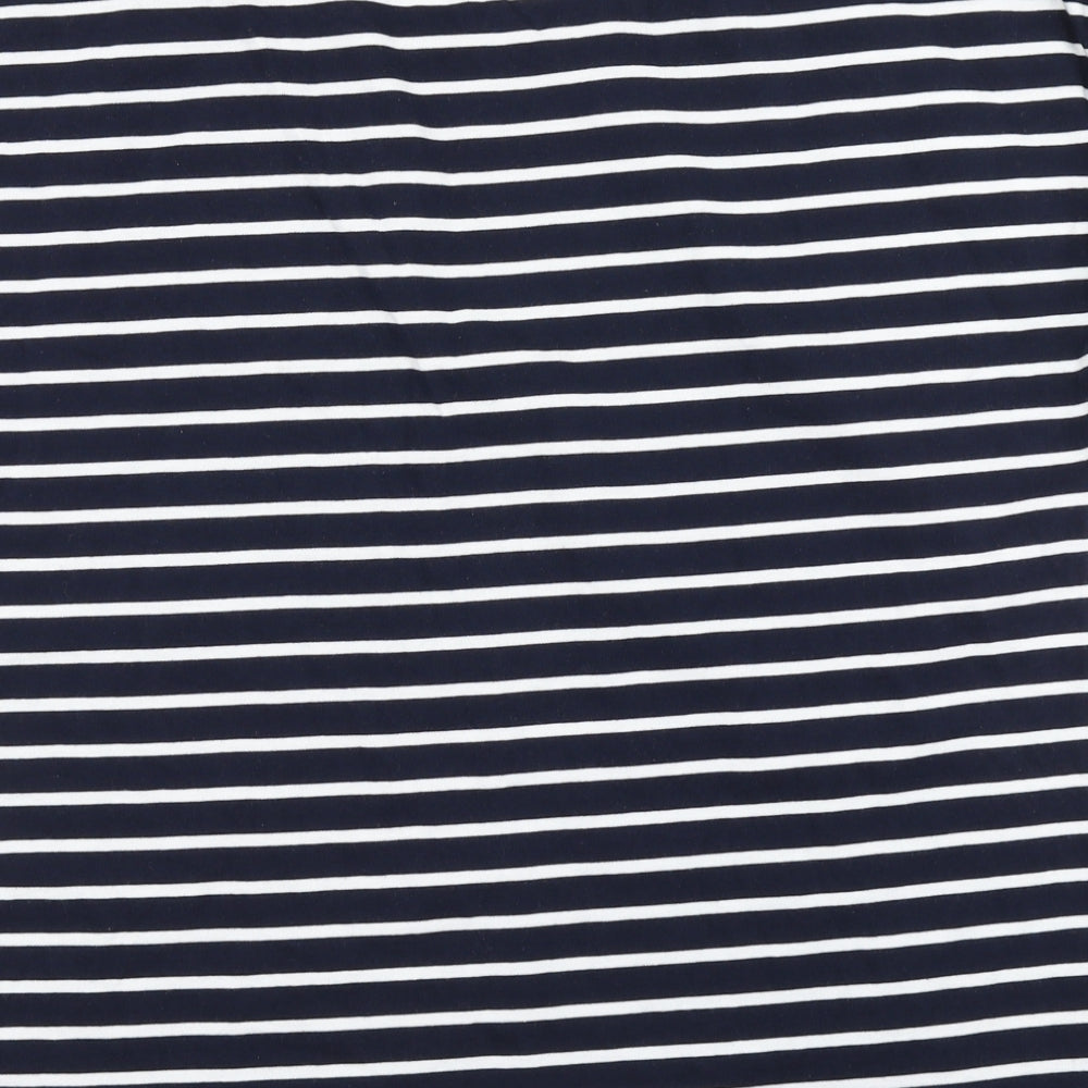 Love Tees Womens Blue Striped  Basic T-Shirt Size 18