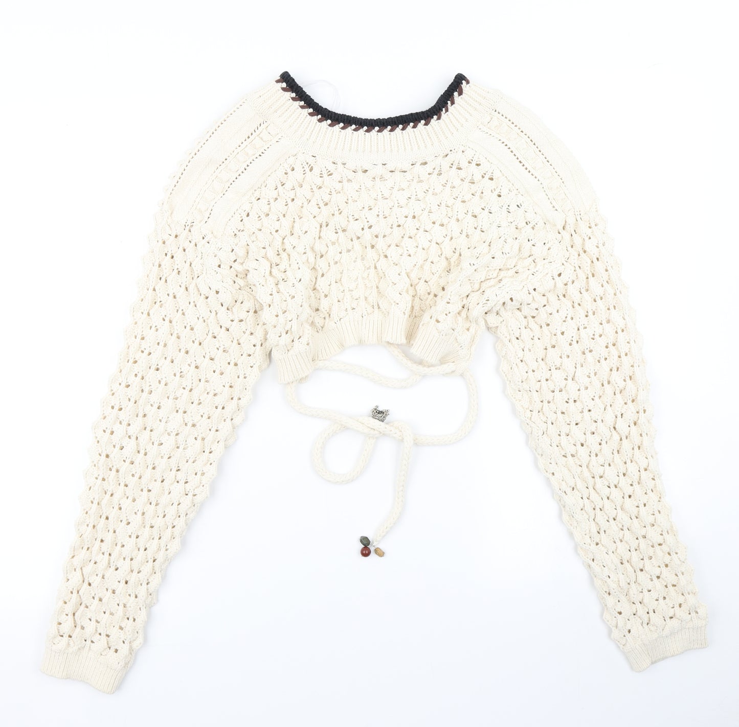 Zara Womens White  Knit Pullover Jumper Size S  - Cropped Corset back