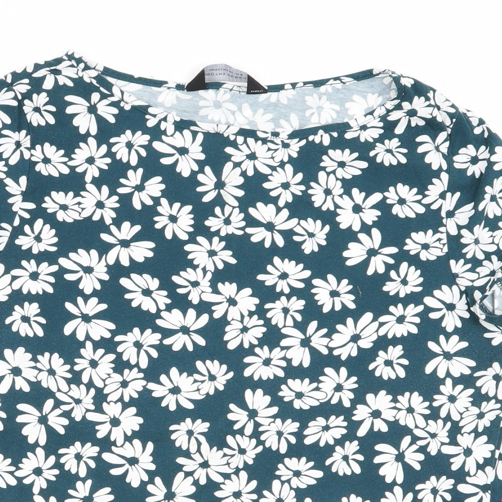 Dorothy Perkins Womens Green Floral  Basic T-Shirt Size 18