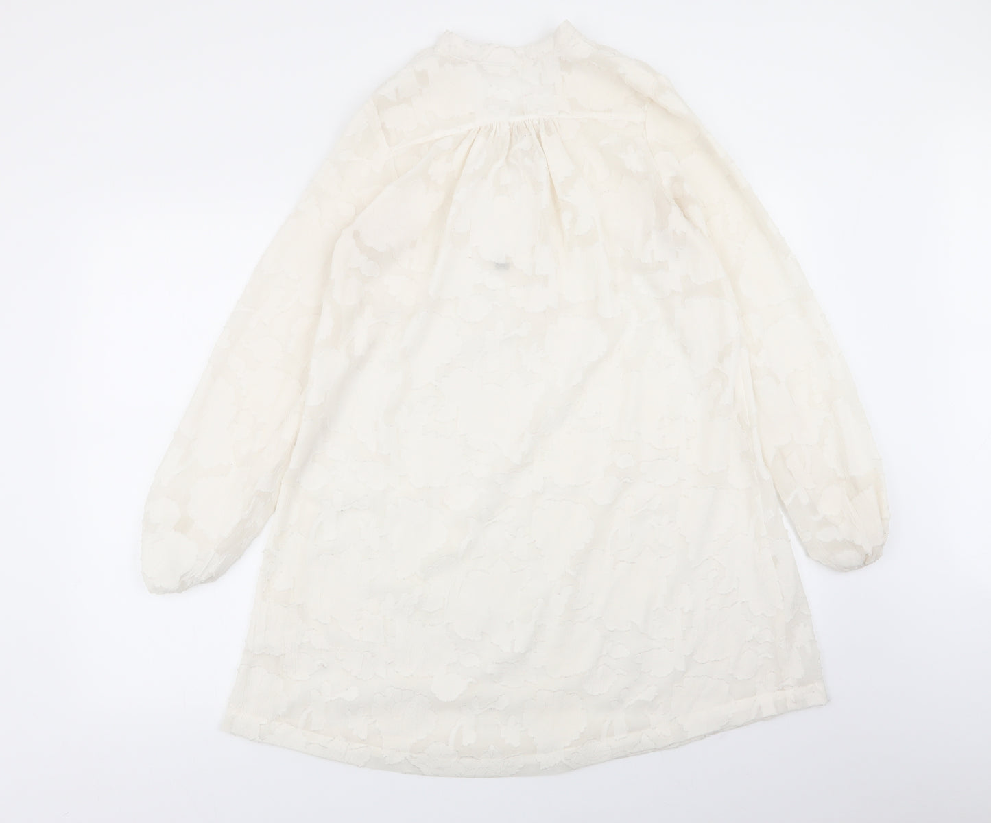 H&M Womens White Geometric  Fit & Flare  Size 4