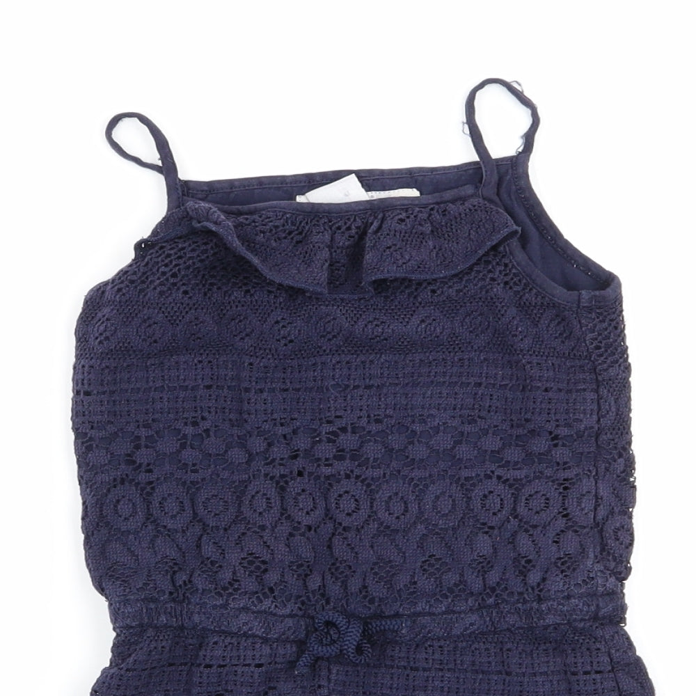 H&M Girls Blue Floral  Playsuit One-Piece Size 3-4 Years