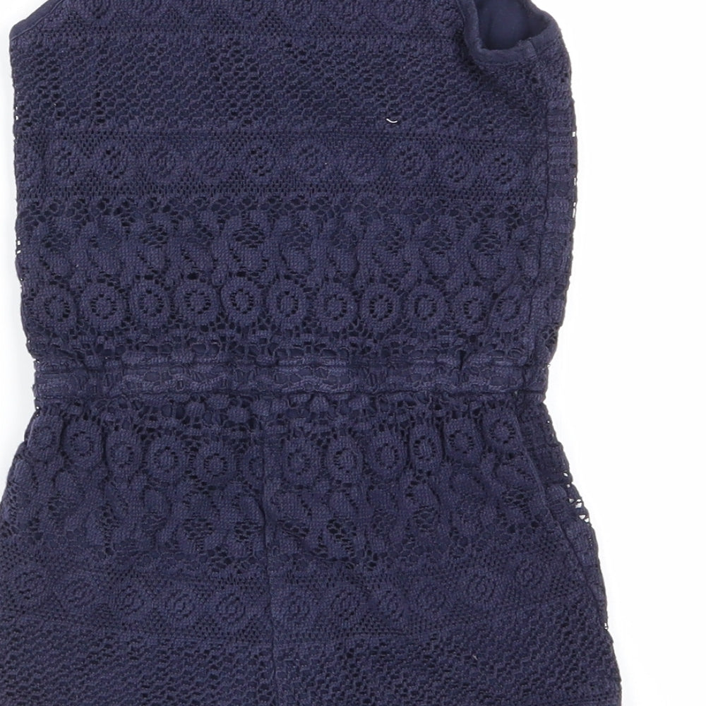 H&M Girls Blue Floral  Playsuit One-Piece Size 3-4 Years