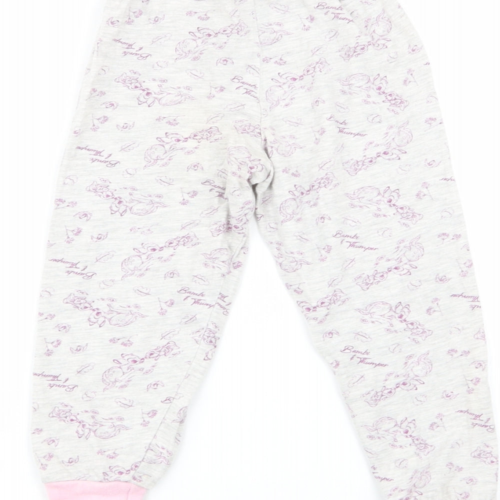 Preworn Girls Grey Floral  Babydoll Pyjama Pants Size 18-24 Months