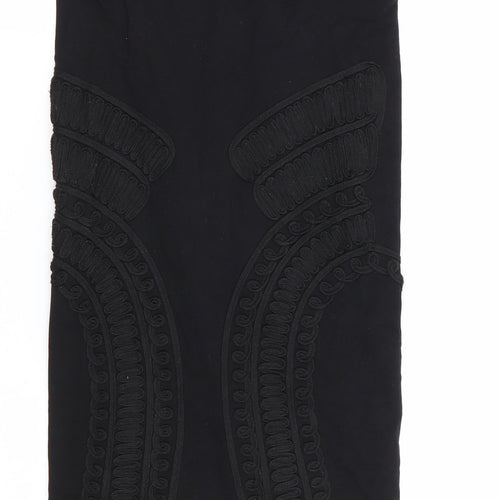 Miss Selfridge Womens Black Geometric  Straight & Pencil Skirt Size 8  - Stretch waistband