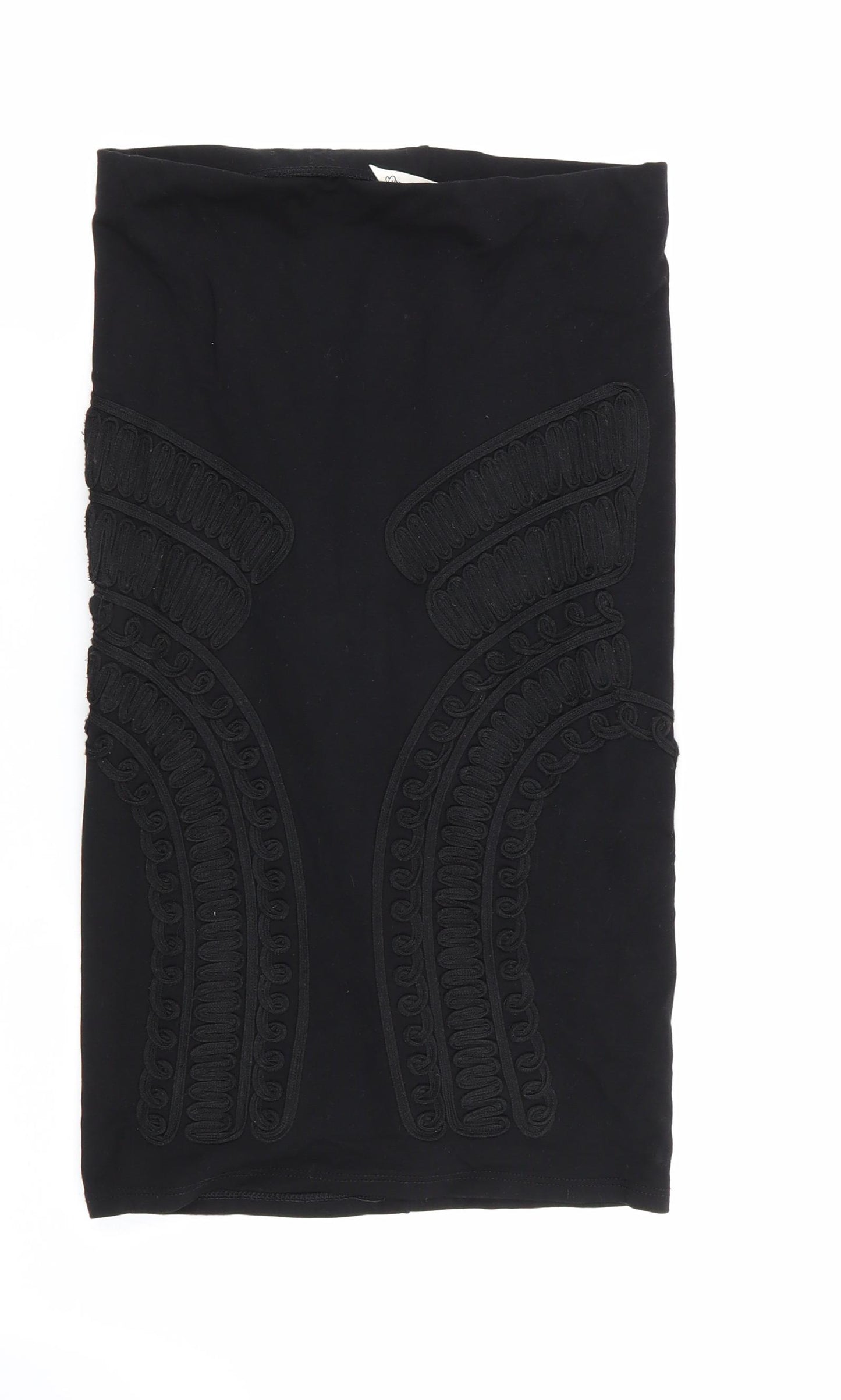 Miss Selfridge Womens Black Geometric  Straight & Pencil Skirt Size 8  - Stretch waistband