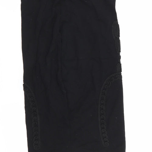 Miss Selfridge Womens Black Geometric  Straight & Pencil Skirt Size 8  - Stretch waistband