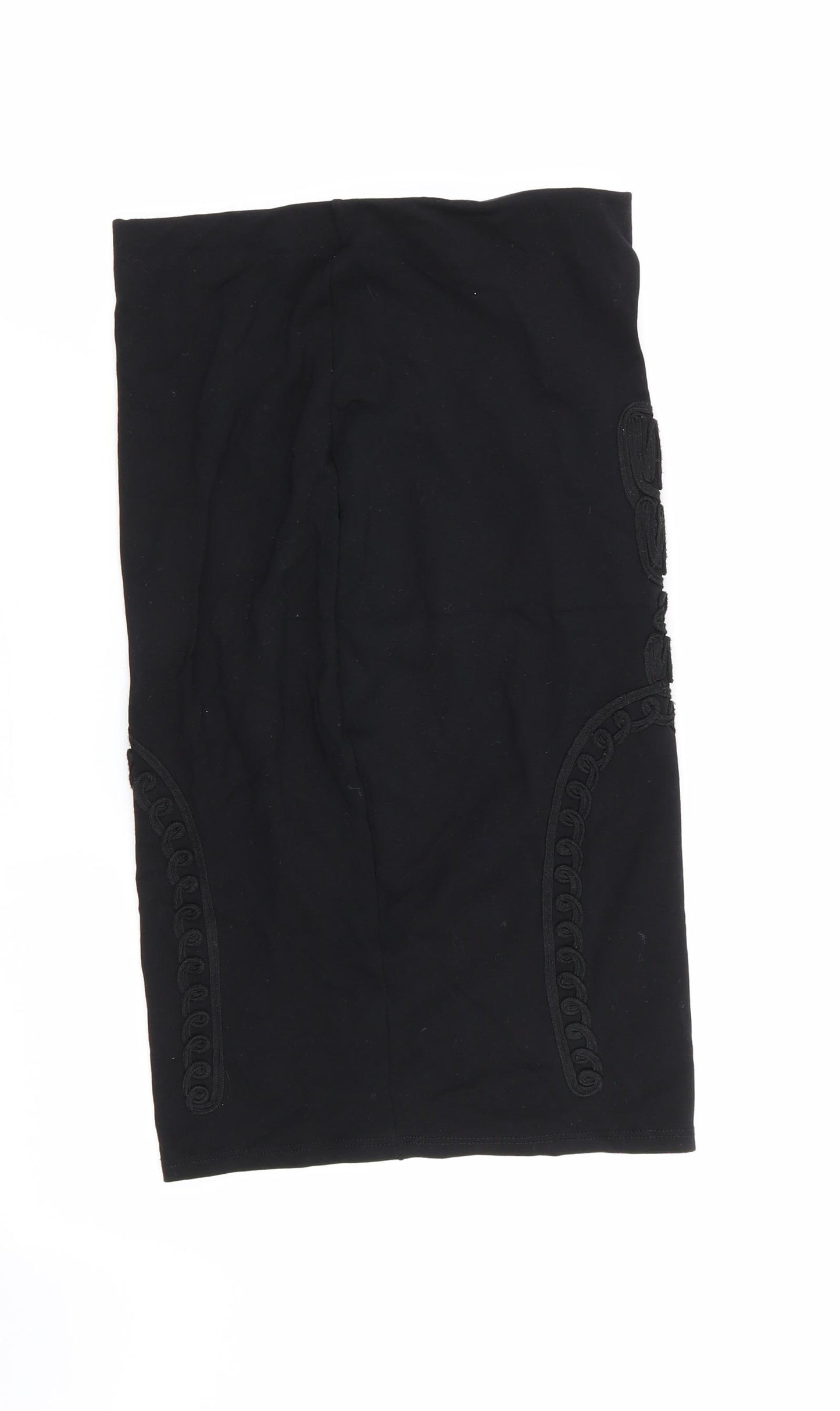 Miss Selfridge Womens Black Geometric  Straight & Pencil Skirt Size 8  - Stretch waistband