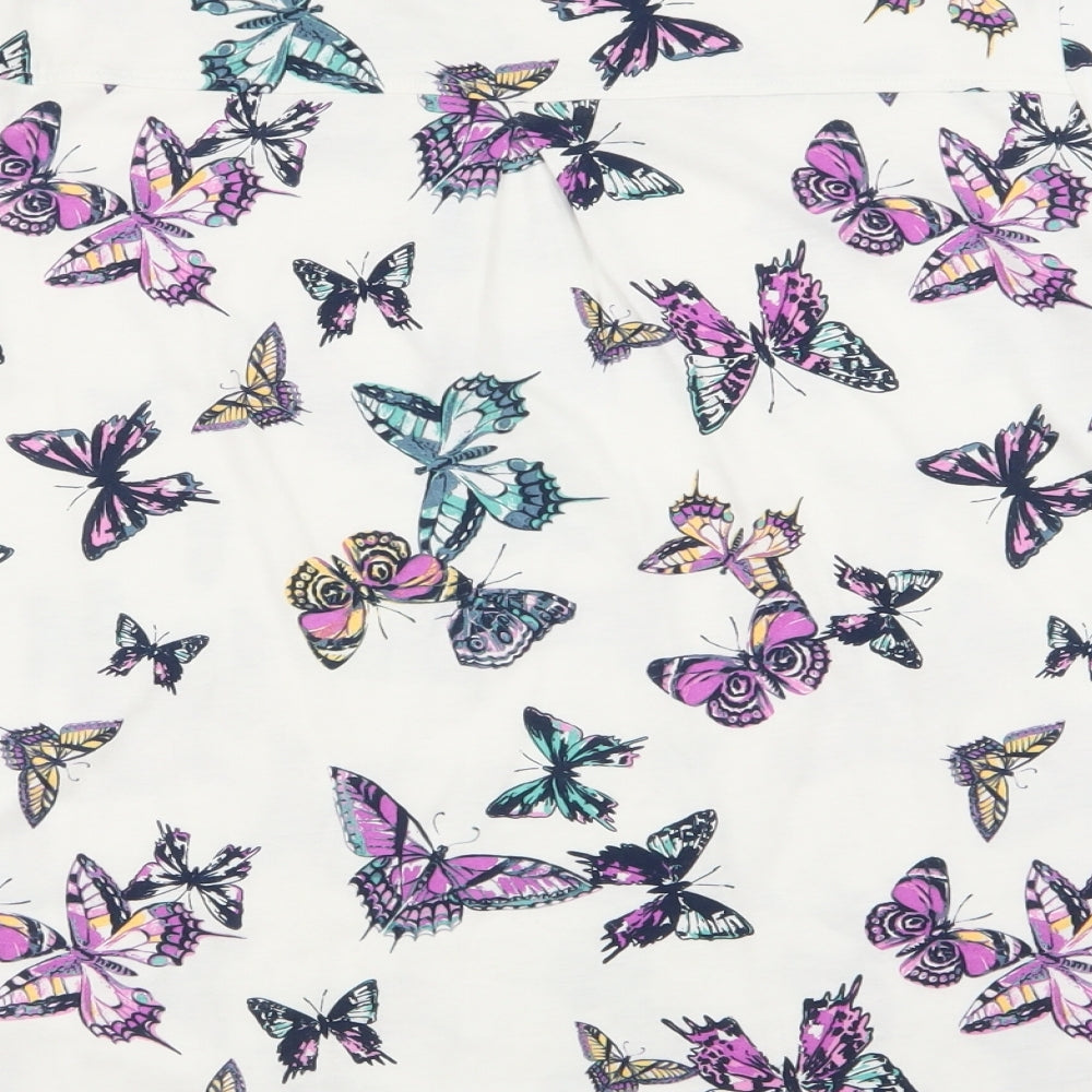 TU Womens White Geometric  Basic T-Shirt Size 16