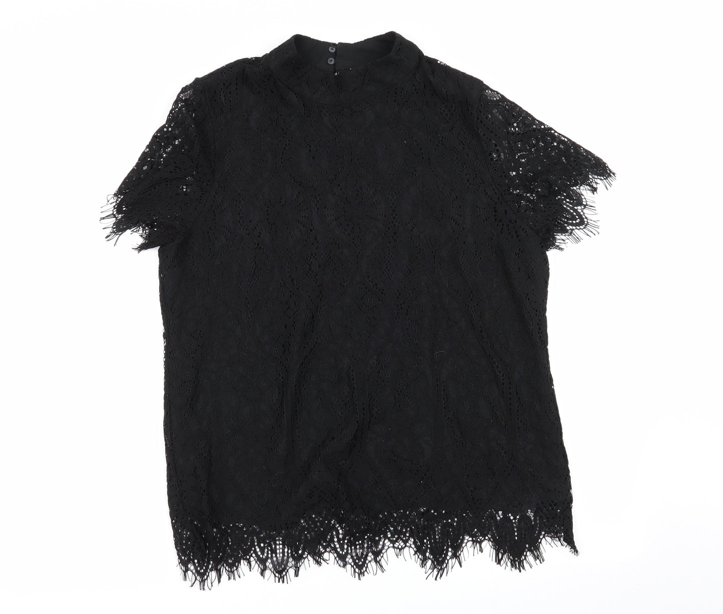 NEXT Womens Black Geometric  Basic Blouse Size 16