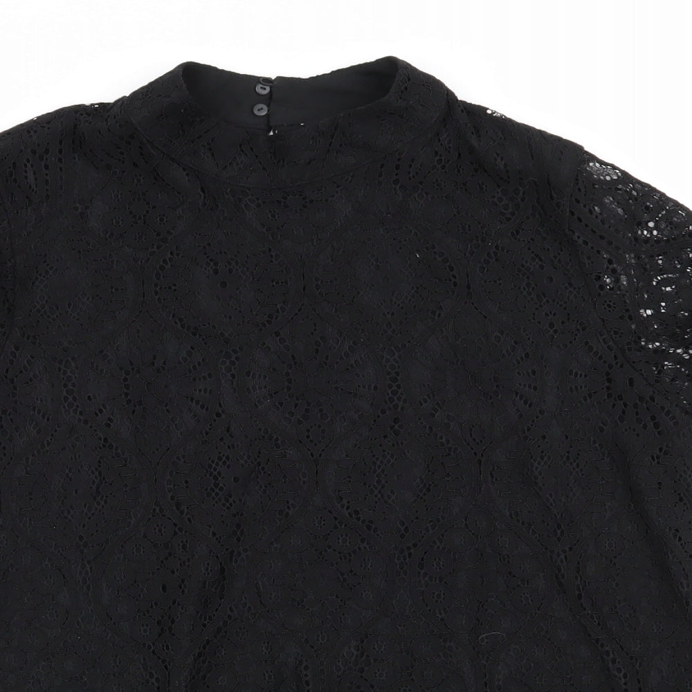 NEXT Womens Black Geometric  Basic Blouse Size 16