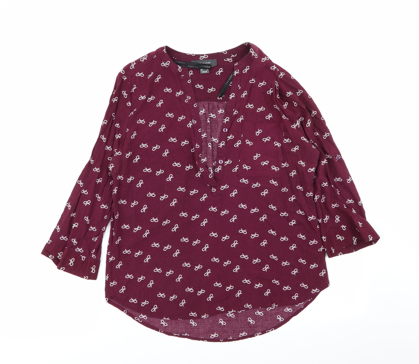 Primark Womens Red Geometric  Basic Blouse Size 14