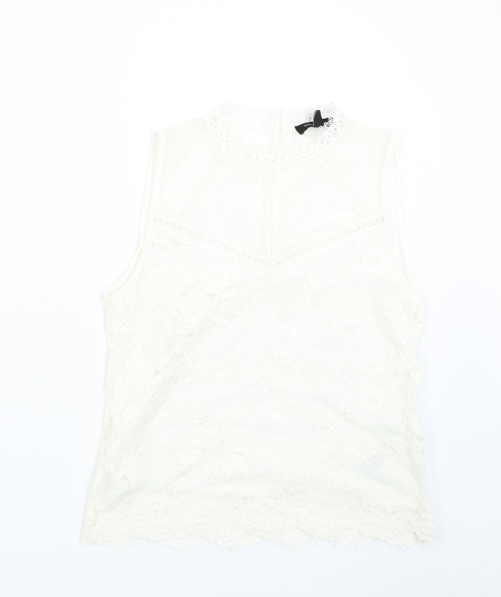 New Look Womens Ivory Lace Basic Blouse Size 12