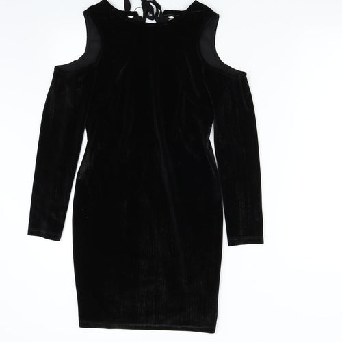 T opshop Womens Black  Velvet Bodycon  Size 8