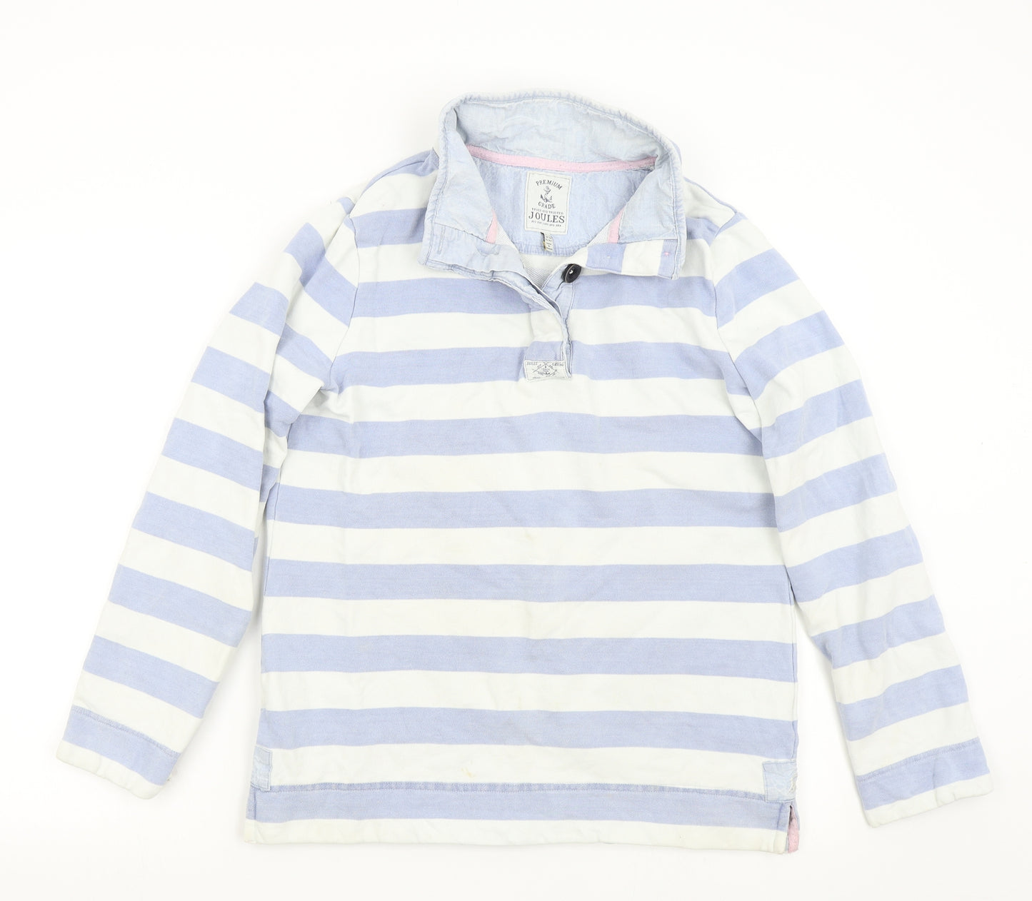 Joules Womens Blue Striped  Henley Sweatshirt Size 14