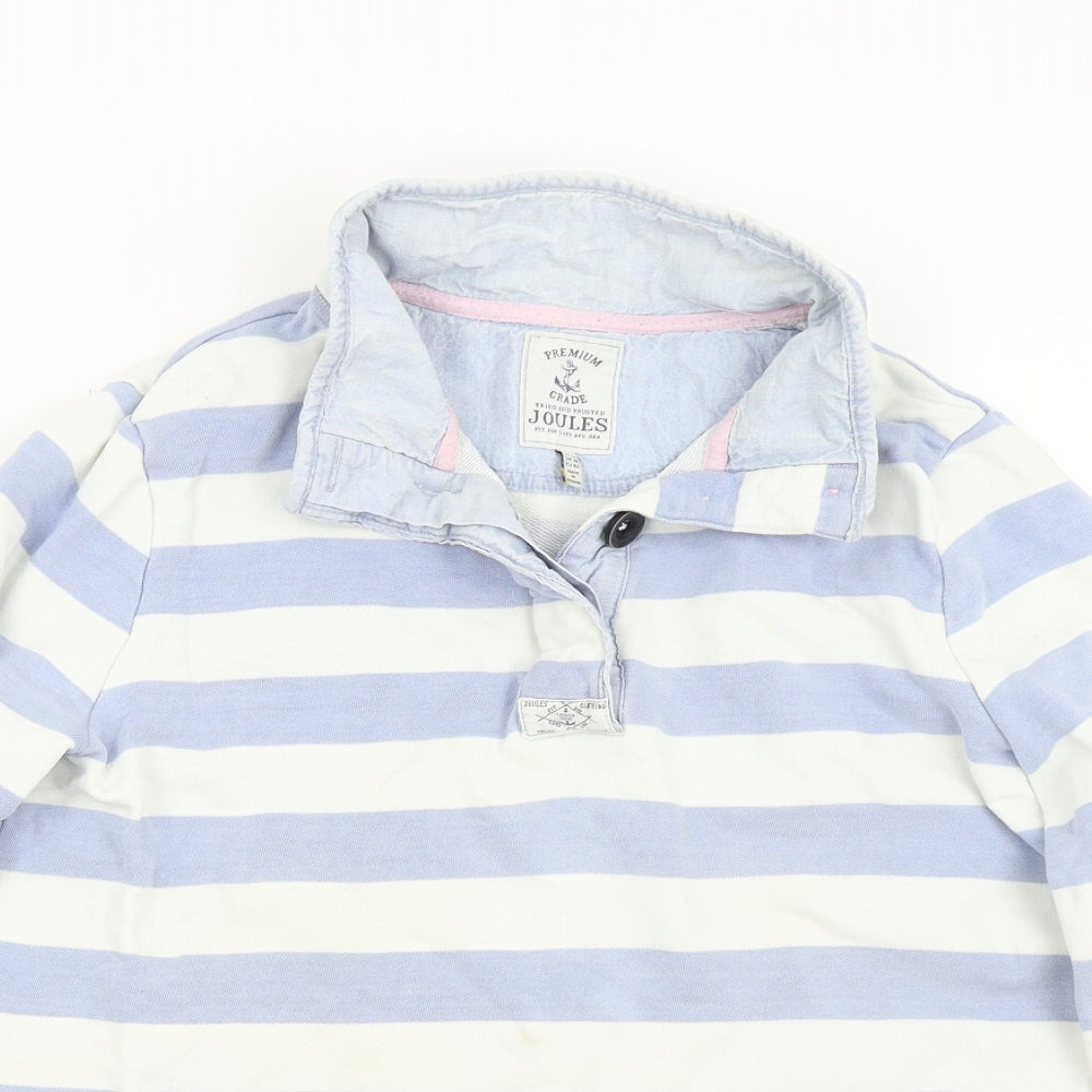 Joules Womens Blue Striped  Henley Sweatshirt Size 14