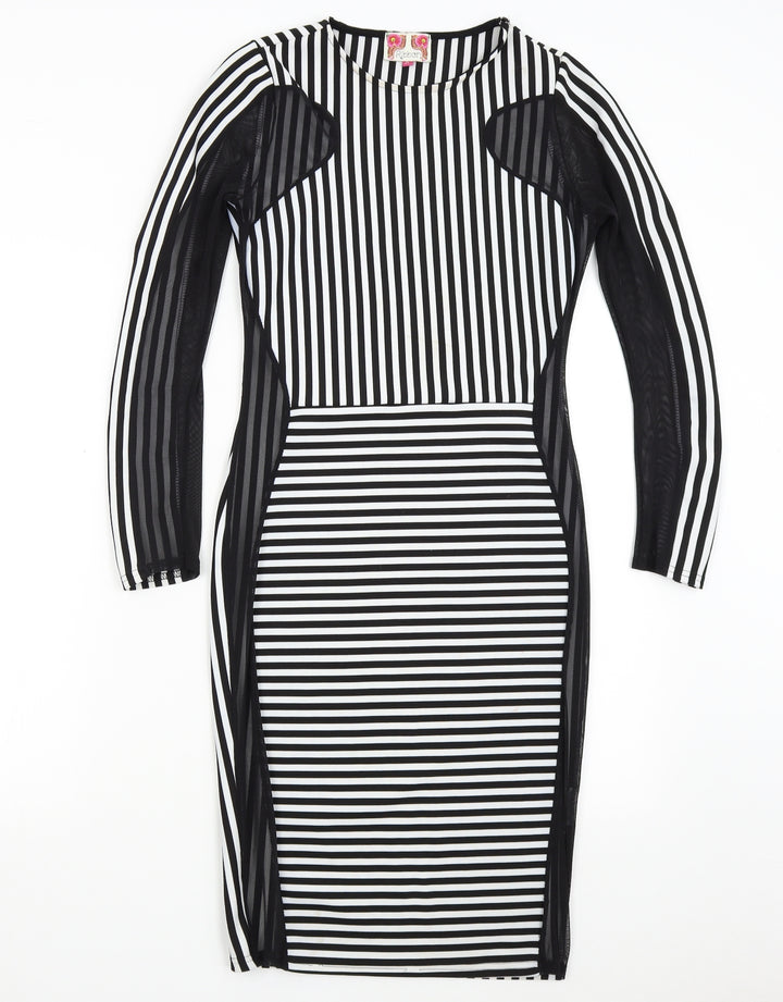 Ribbon Womens Multicoloured Striped  Bodycon  Size 8