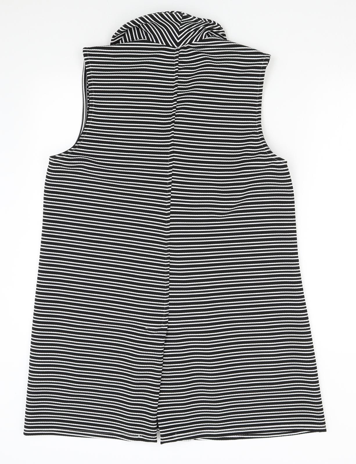 Papaya Womens Black Striped  Gilet Waistcoat Size 18