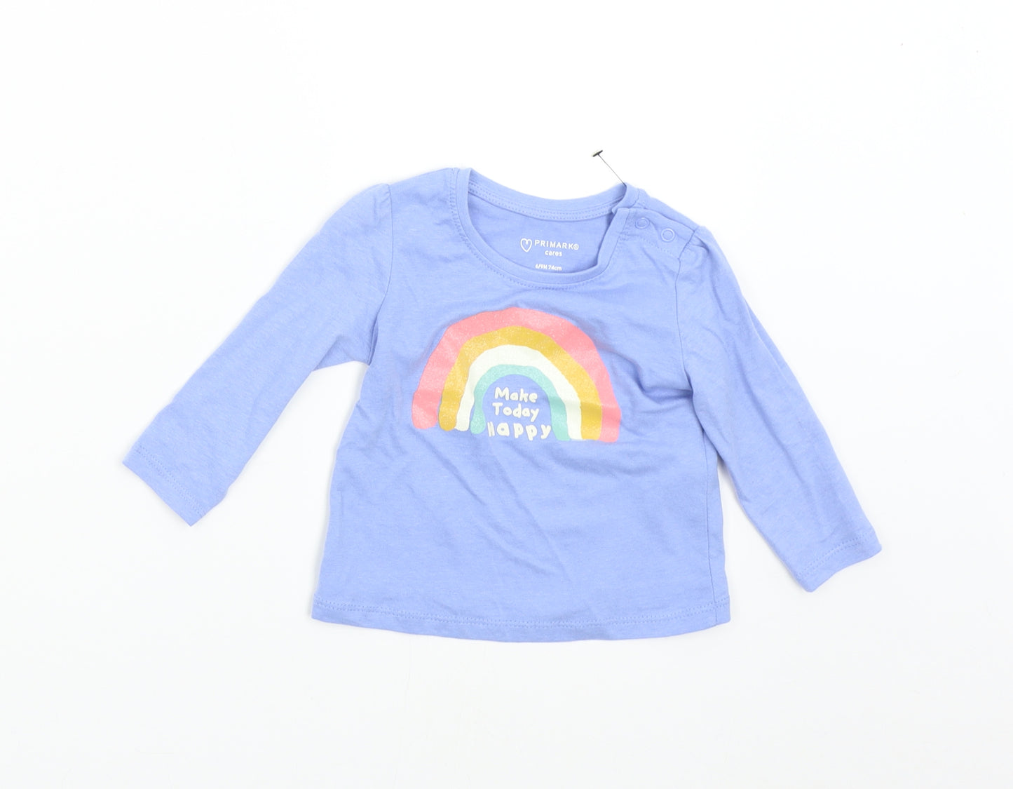 Primark Baby Blue   Basic T-Shirt Size 6-9 Months  - Rainbow