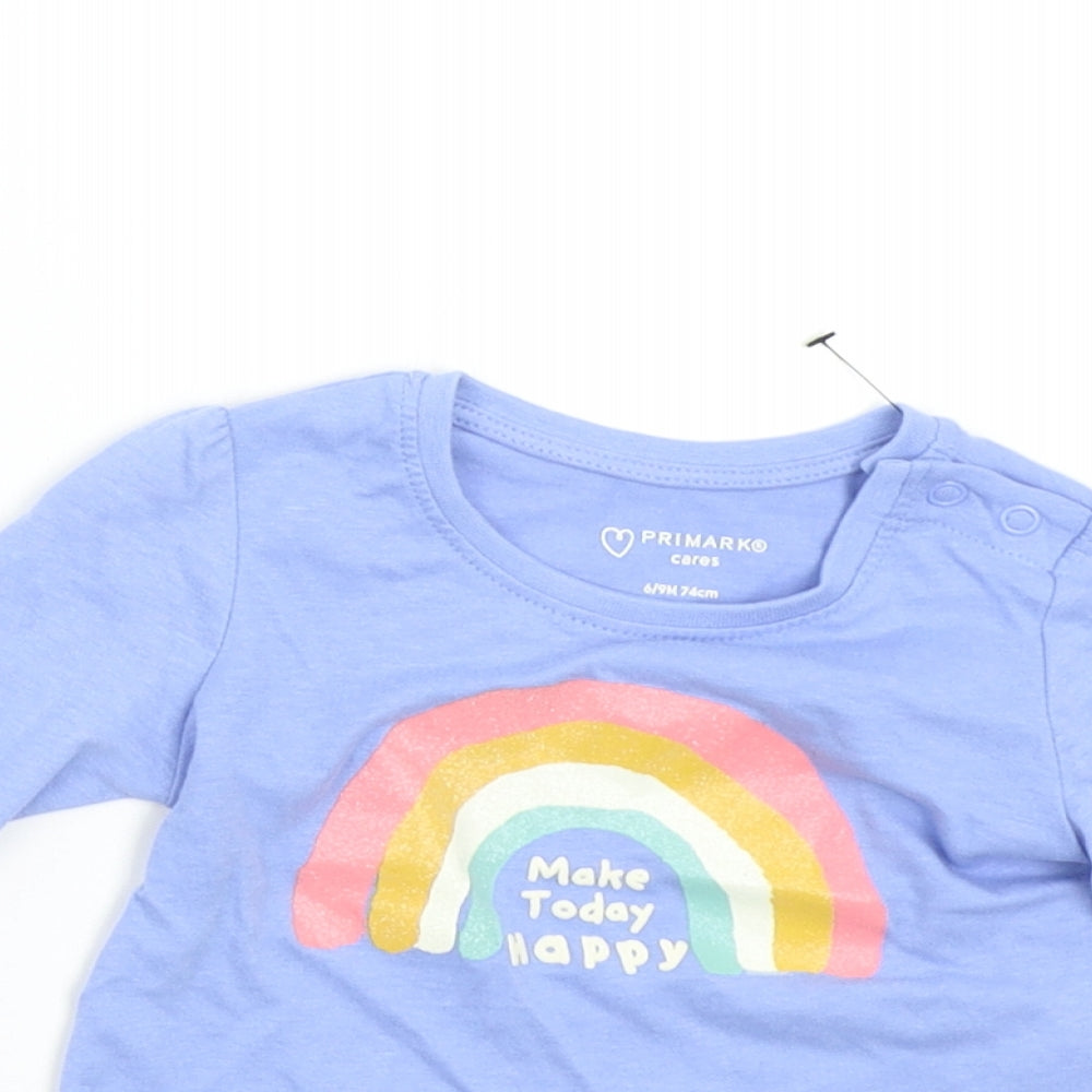 Primark Baby Blue   Basic T-Shirt Size 6-9 Months  - Rainbow