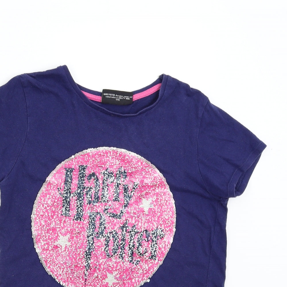 George Girls Blue   Basic T-Shirt Size 9-10 Years  - Harry Potter