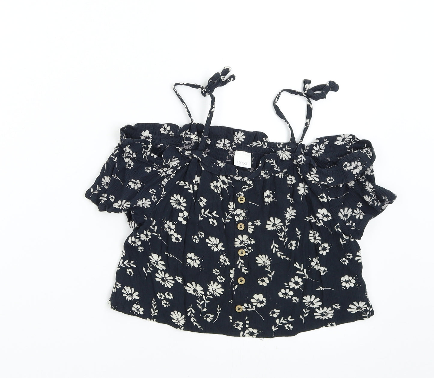 NEXT Girls Blue Floral  Basic Blouse Size 8 Years