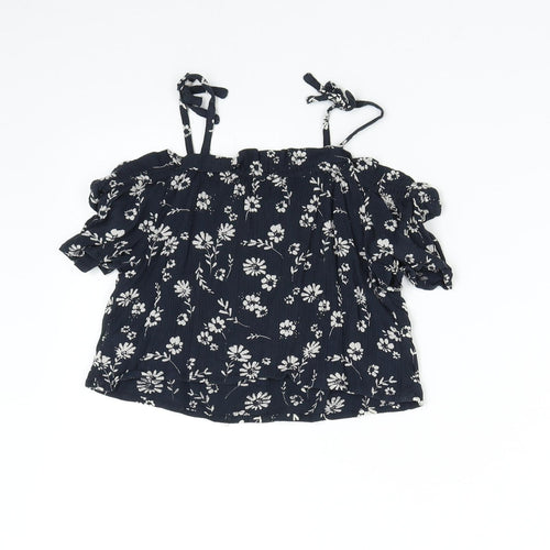 NEXT Girls Blue Floral  Basic Blouse Size 8 Years