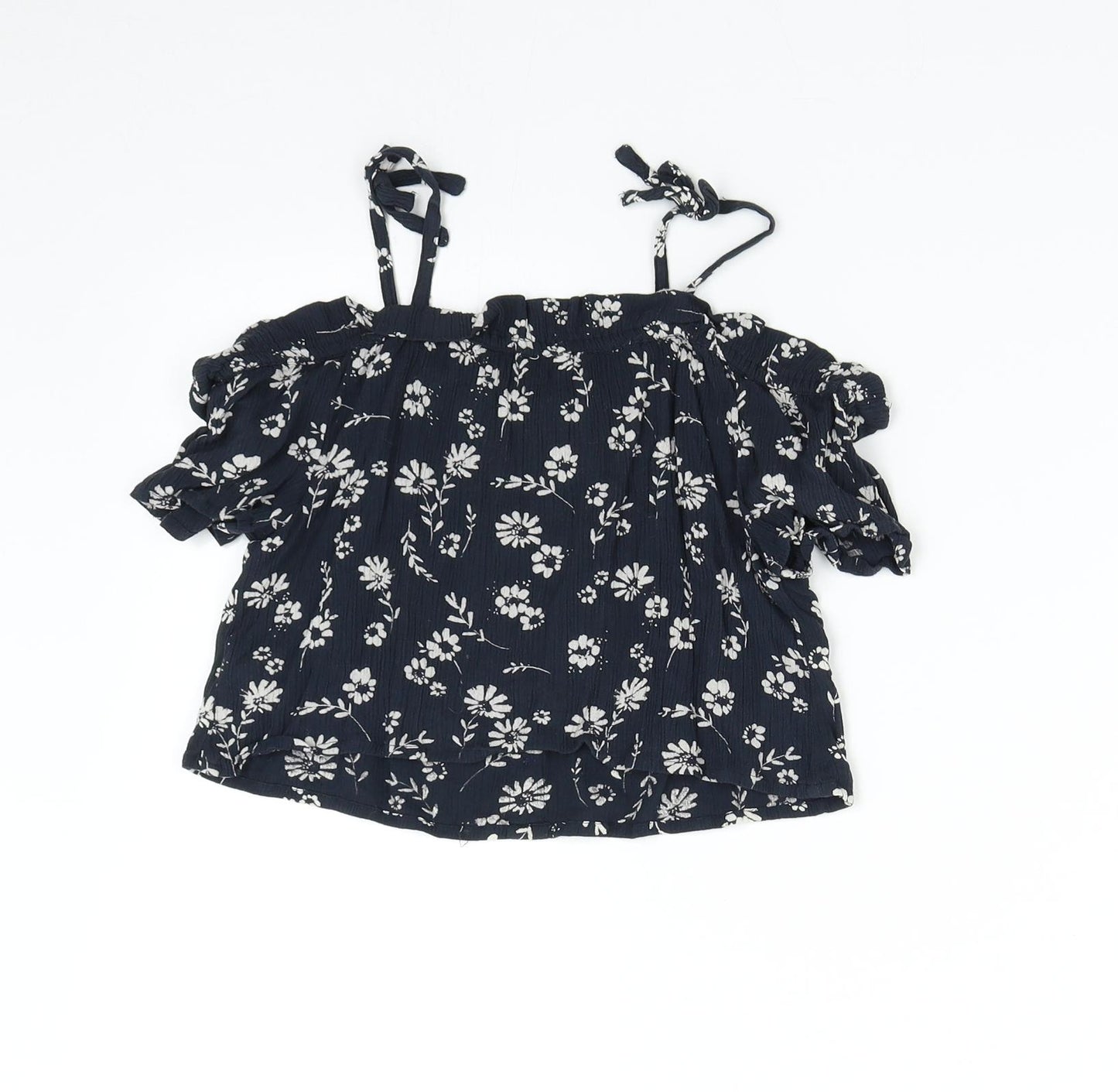 NEXT Girls Blue Floral  Basic Blouse Size 8 Years