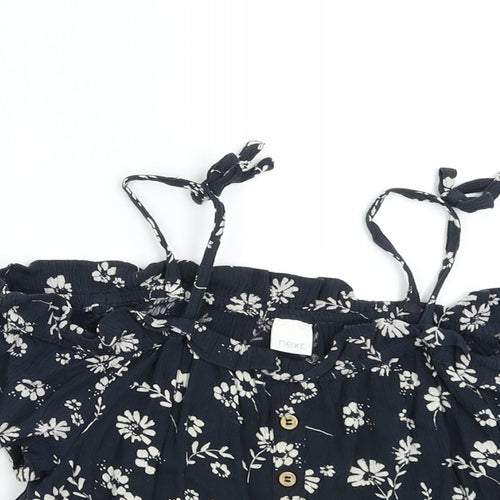 NEXT Girls Blue Floral  Basic Blouse Size 8 Years