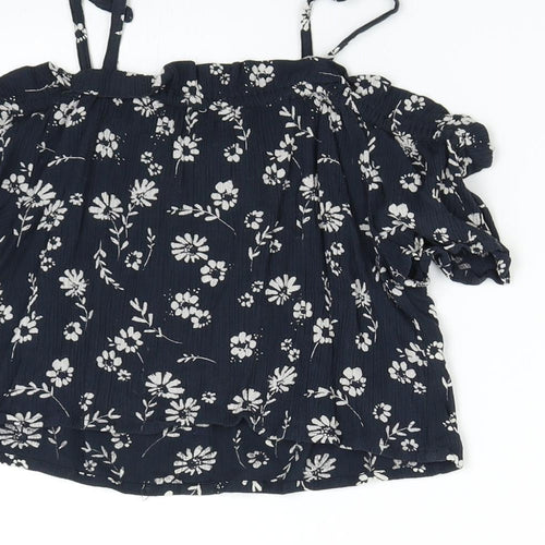 NEXT Girls Blue Floral  Basic Blouse Size 8 Years
