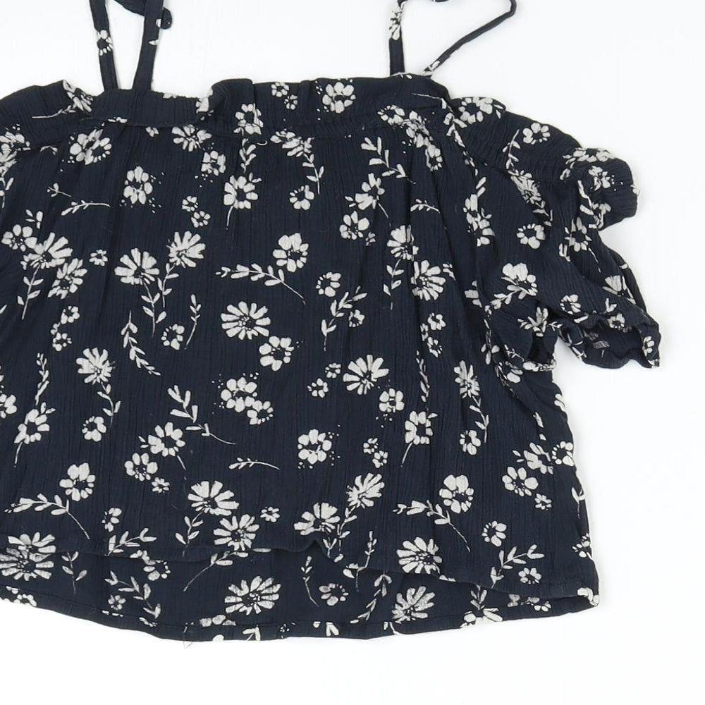 NEXT Girls Blue Floral  Basic Blouse Size 8 Years